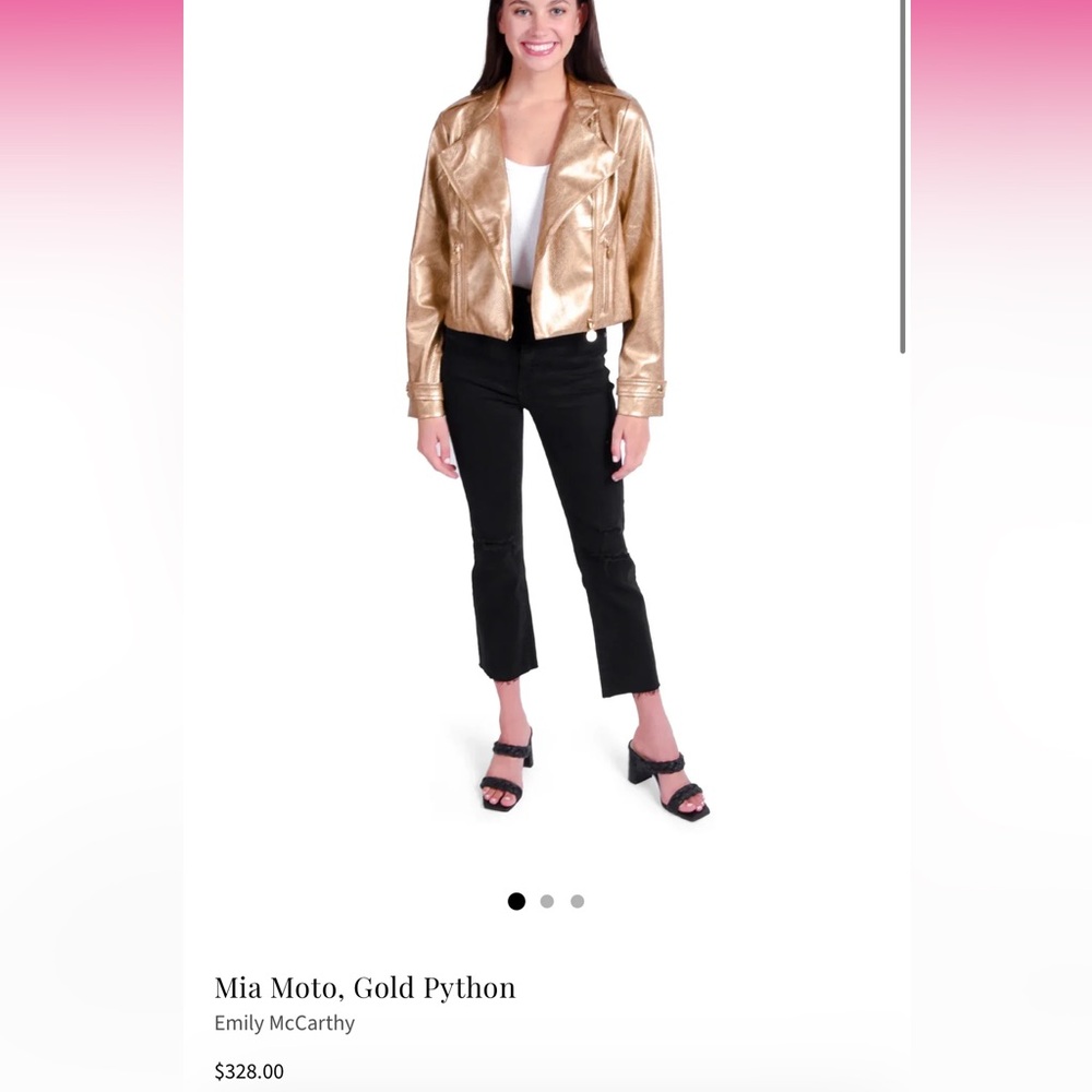 Emily McCarthy Mia Moto Jacket in gold python print